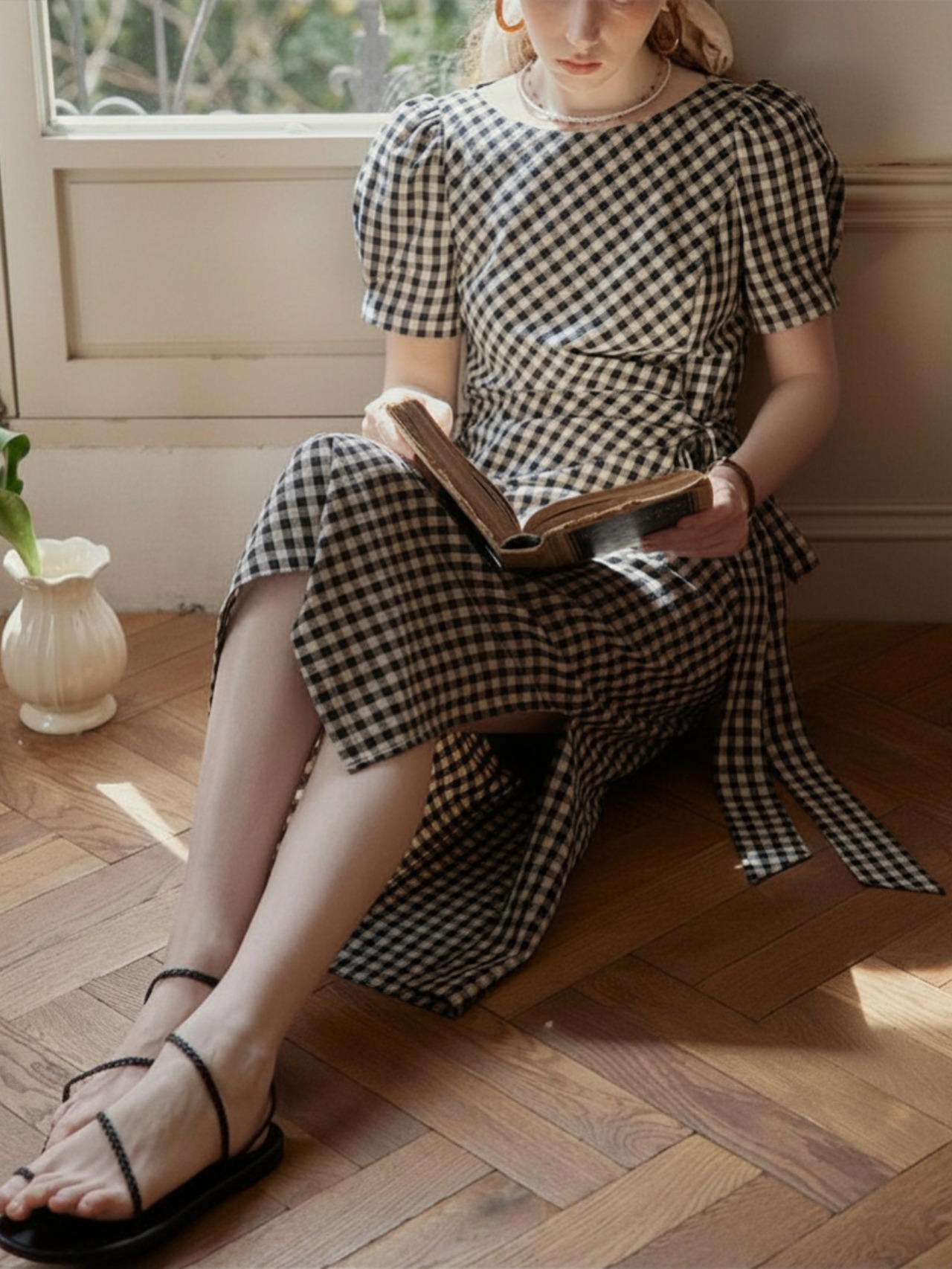 Campagne Gingham Wrap Dress F0690
