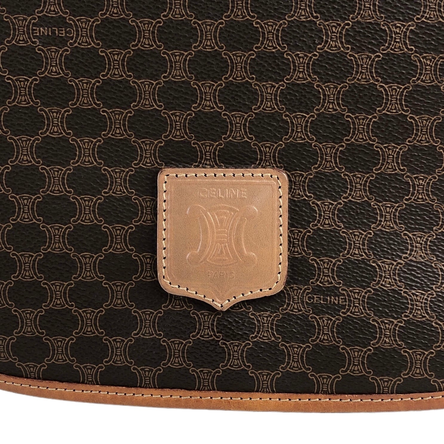 CELINE セリーヌ マカダム ショルダーバッグ ブラウン ブラゾン型押し