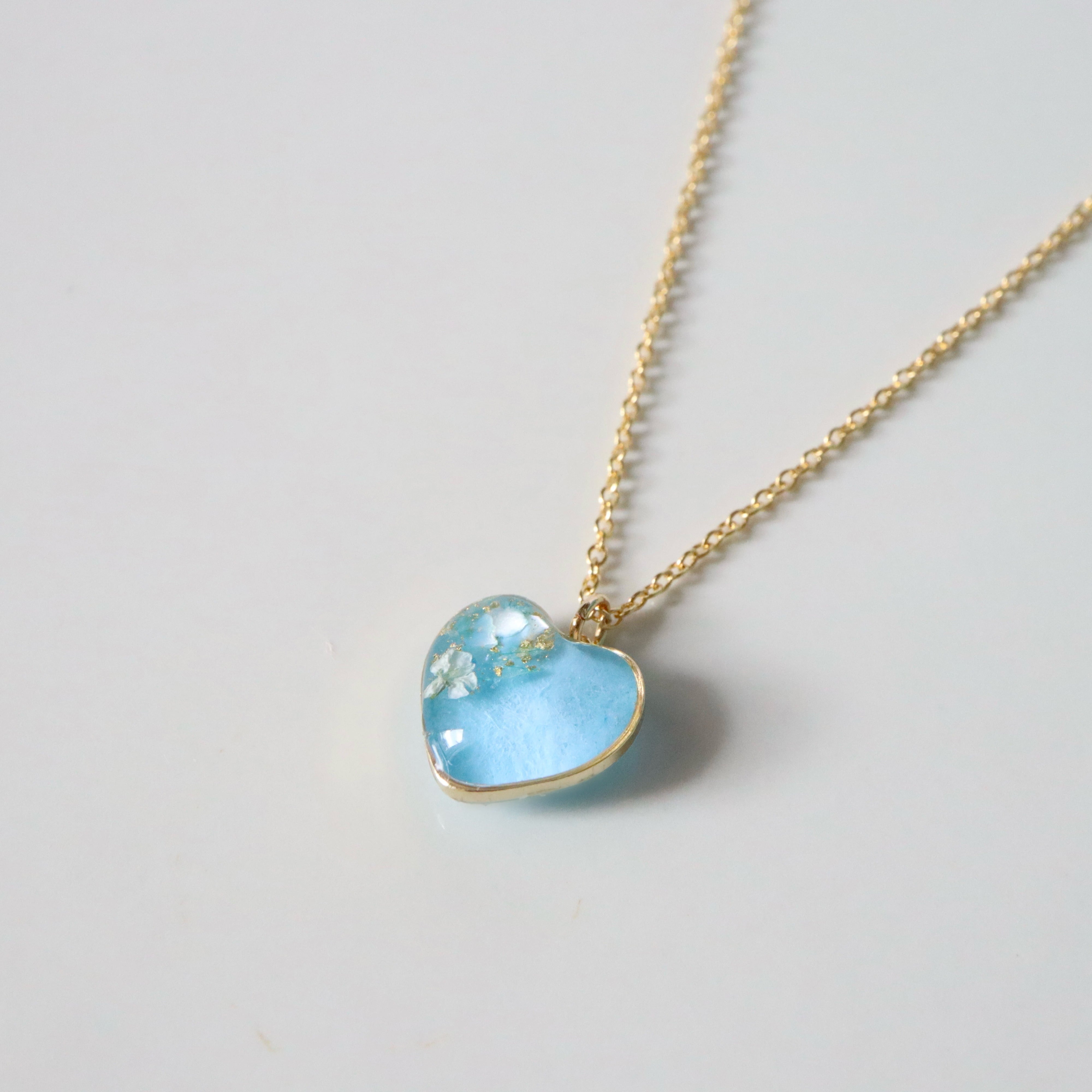 【ﾈｯｸﾚｽ 08】 1点もの＊和紙と水彩の彩り ~ネモフィラ~ /ｺﾞｰﾙﾄﾞ