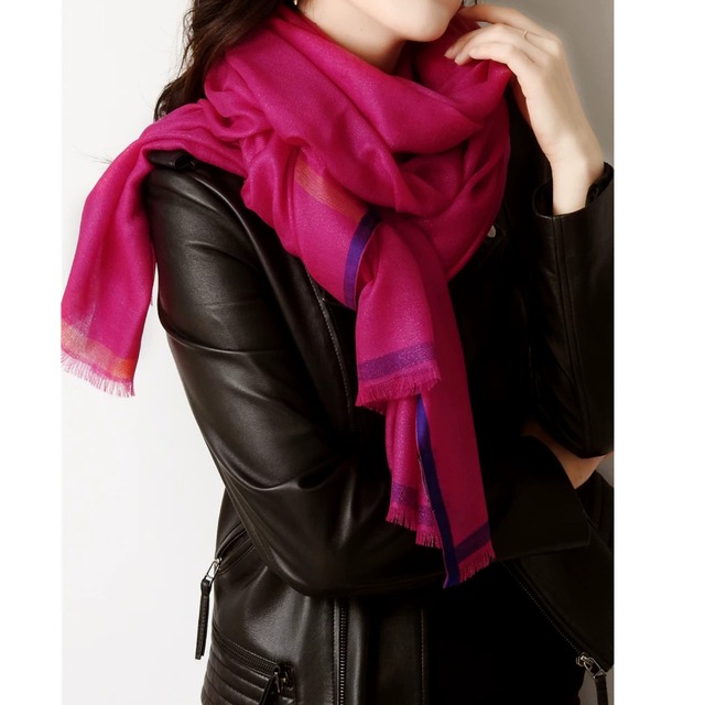 rose red striped cashmere scarf<a3246>