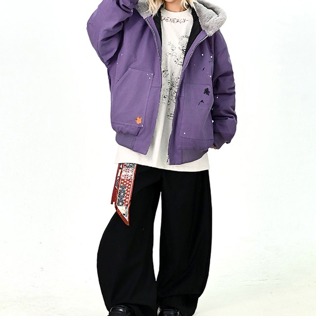 ペイントスプラッシュファーフーディブルゾン 2col R01245