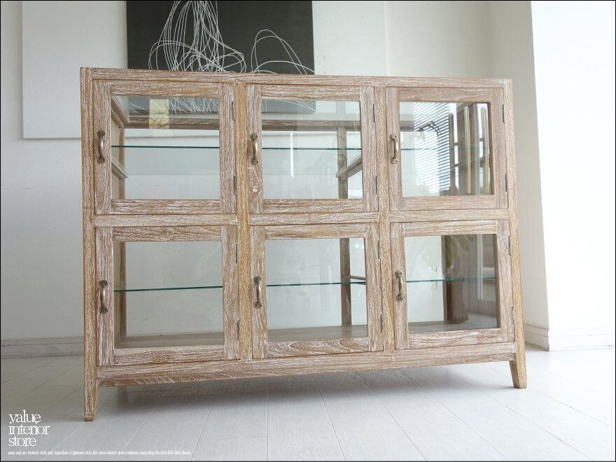 「 クドウ様 サイズオーダー家具 」 ガラスパンケース6枚扉WW ショーケース ガラスケース 陳列棚 什器 コレクションケース チーク無垢材 飾り棚 店舗什器 世界三大銘木