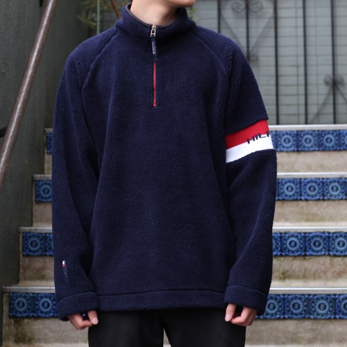 USA VINTAGE TOMMY HILFIGER LOGO FLEECE PULL OVER/アメリカ古着トミーヒルフィガーロゴフリースプルオーバー