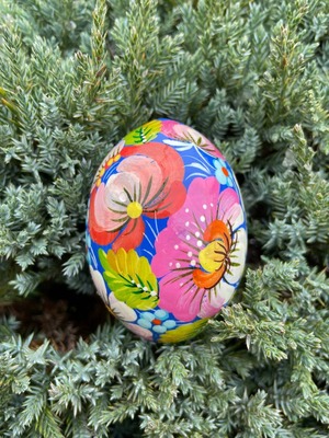 ペトリキウカ塗りのイースター・エッグ 7cm　ホメンコ作