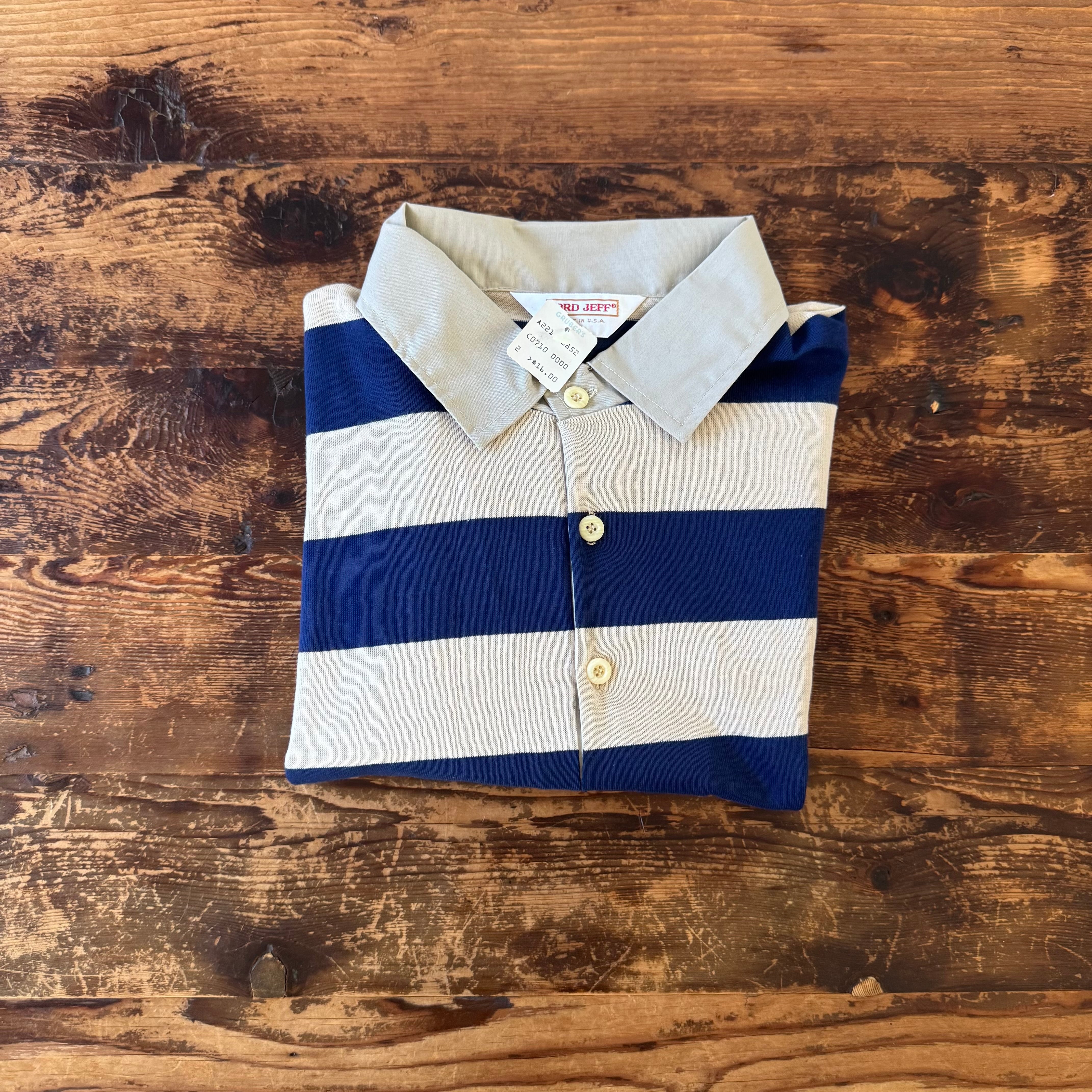1970's DEADSTOCK ”LORD JEFF" Striped Rugby Shirt Made in USA/Nav L