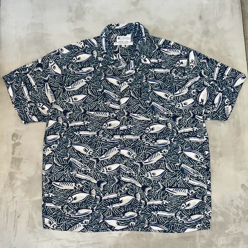 Columbia Rayon×Linen Fish Pattern Shirt