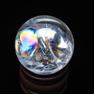 アイリスクォーツ 水晶玉 虹入り 25mm 水晶 丸玉 スフィア 置物 原石 一点物 141-8653