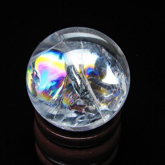 アイリスクォーツ 水晶玉 虹入り 25mm 水晶 丸玉 スフィア 置物 原石 一点物 141-8653