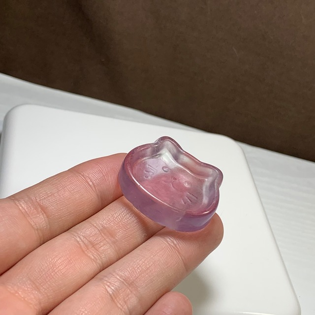 22.可愛い猫顔☆フローライト猫皿