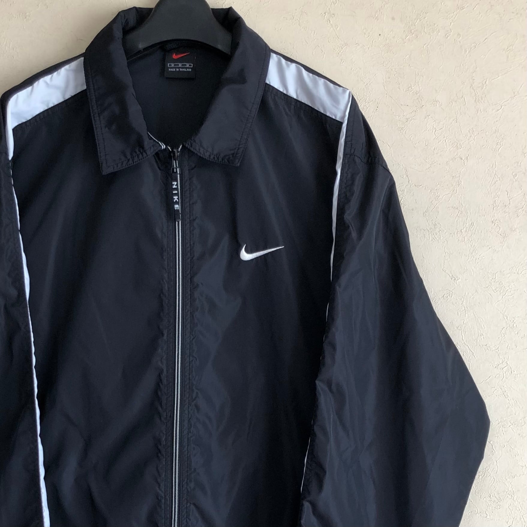 【Mサイズ】90's NIKE オーバーサイズ ナイロンジャケット 黒×白