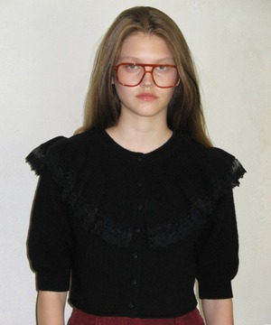 [SINOON] RUFFLE PUFF CARDIGAN (BLACK)