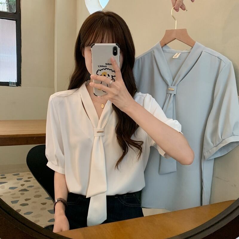 ホワイトトップス シャツ サマー薄手スリーブ 夏物 1号婦人74553607510