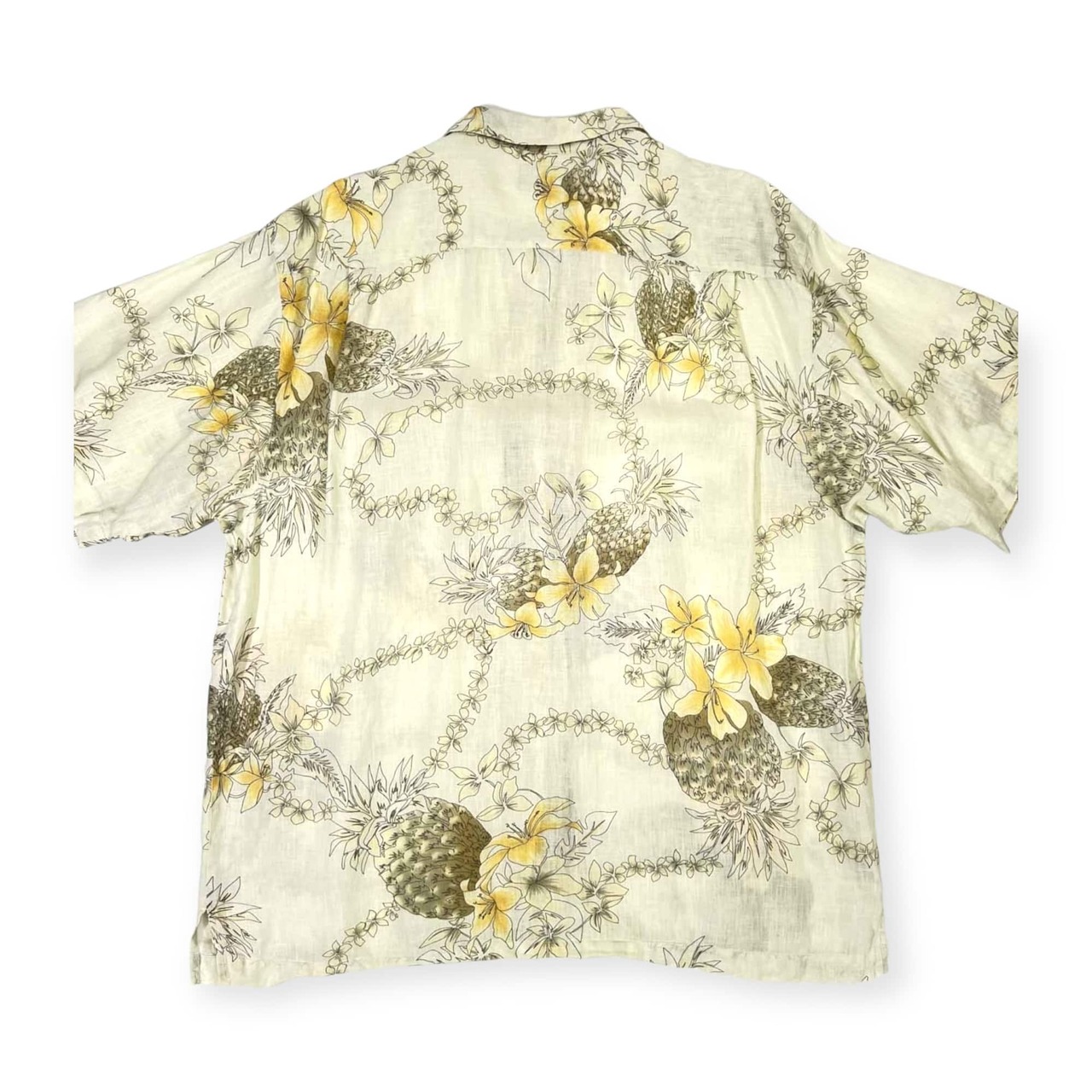 リネン100% Tommy Bahamaトミーバハマ ハイビスカス ハワイアン 半袖 アロハシャツ L/メンズ