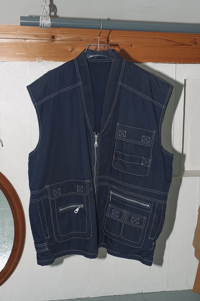 1990s stitch multi pocket vest