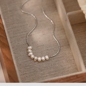 パール装飾 シルバーチェーン ネックレス 00050