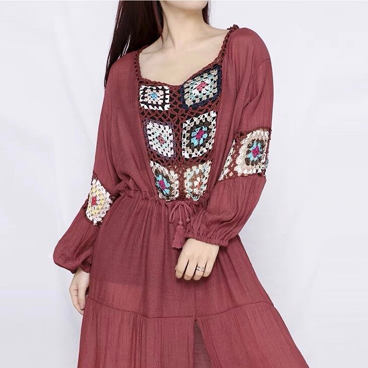 ボヘミアン ワンピース O1133 Leaf Tone