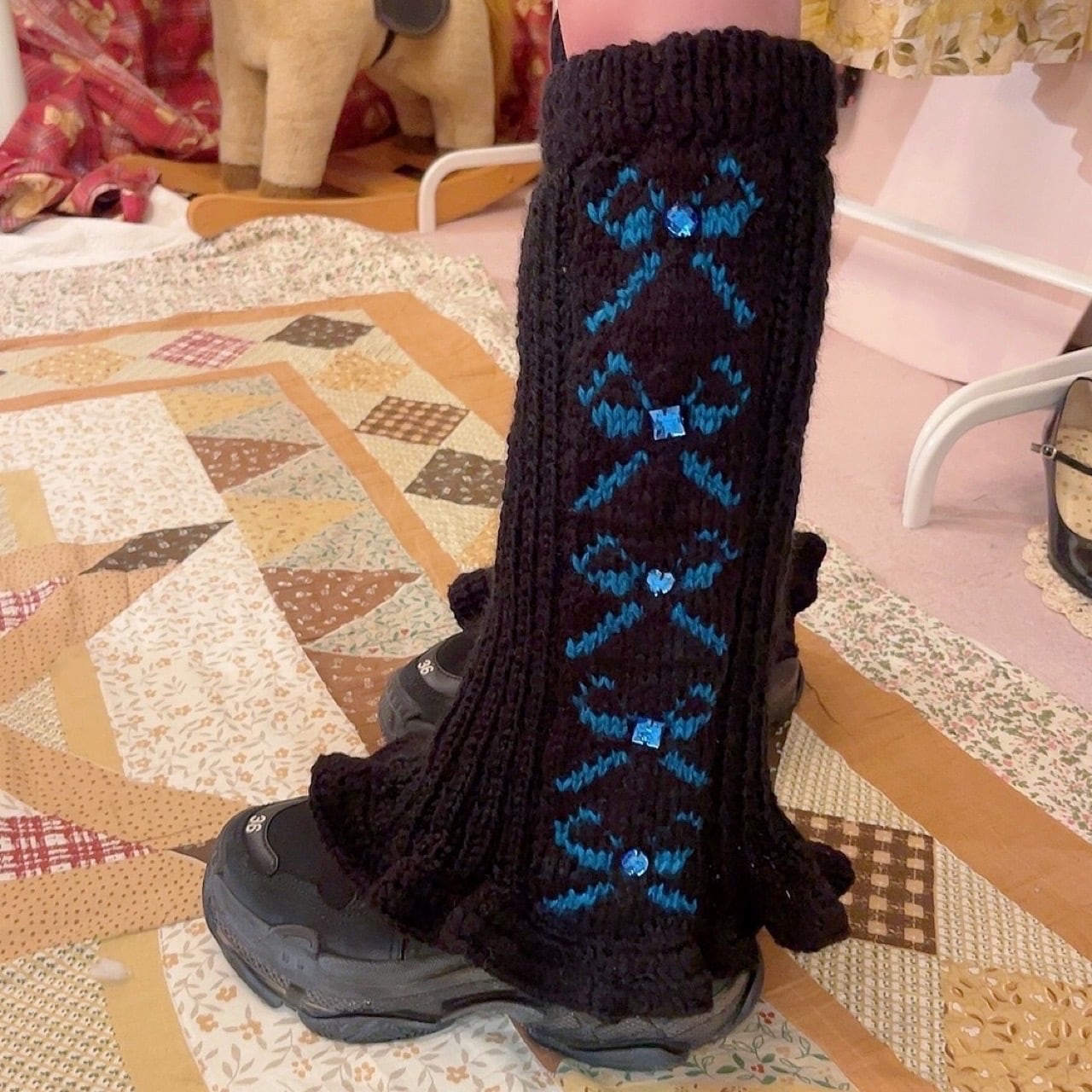 original ˚✧₊ side ribbon leg warmers