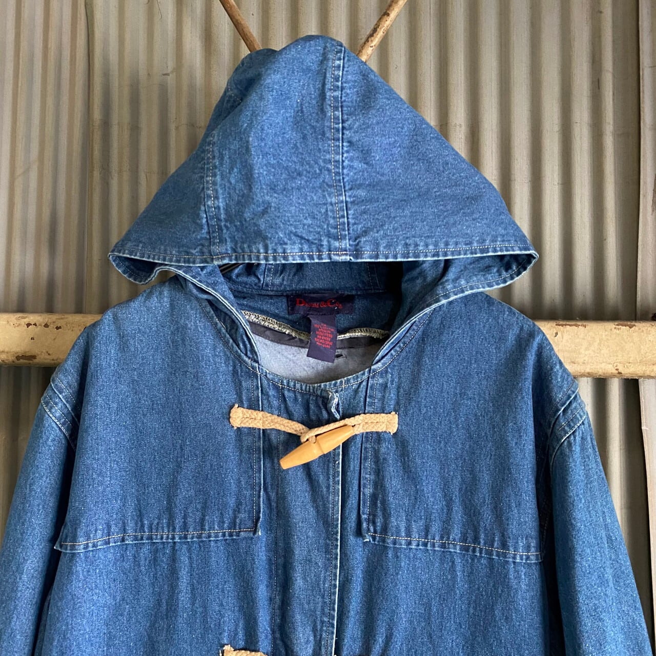 90〜00年代 Denim & Co. デニムダッフルコート レディース2XL相当 メンズXL相当 古着 90s 00s ビンテージ ヴィンテージ  ライナーベスト付き ビッグサイズ デニムアンドコー【デニムジャケット】【SA2204】 | cave 古着屋【公式】古着通販サイト