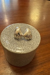 【送料無料】Vintage 925 Sterling Silver Modernist Puffy Stud Earrings