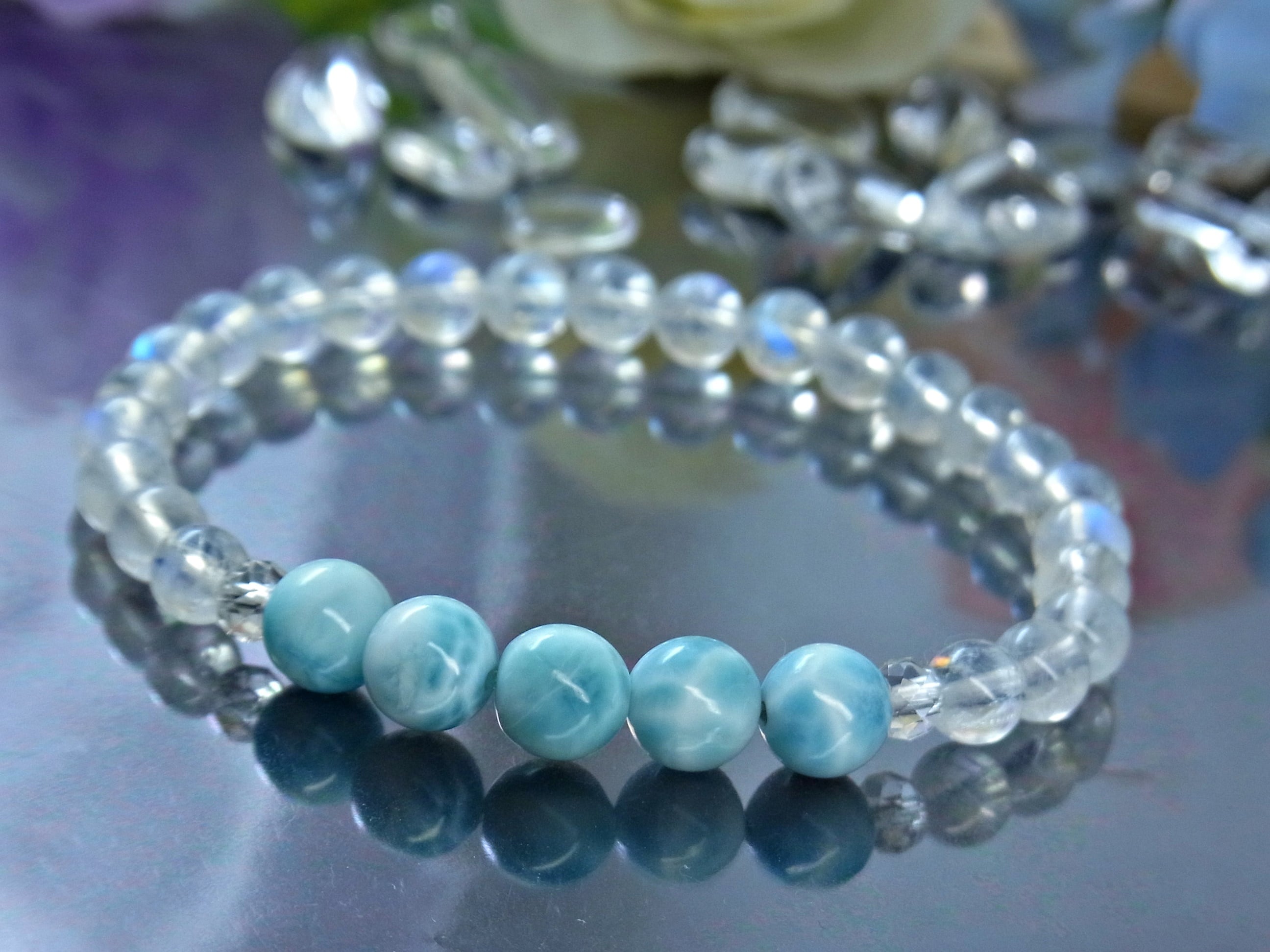 ブルー系グラデーションブレス ラリマー タンザナイト アイオライト