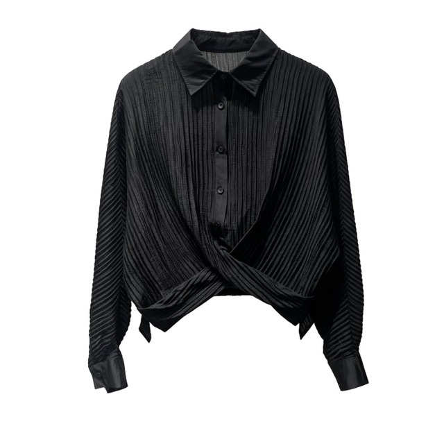 Twist pleated design shirt【2color】 C1632