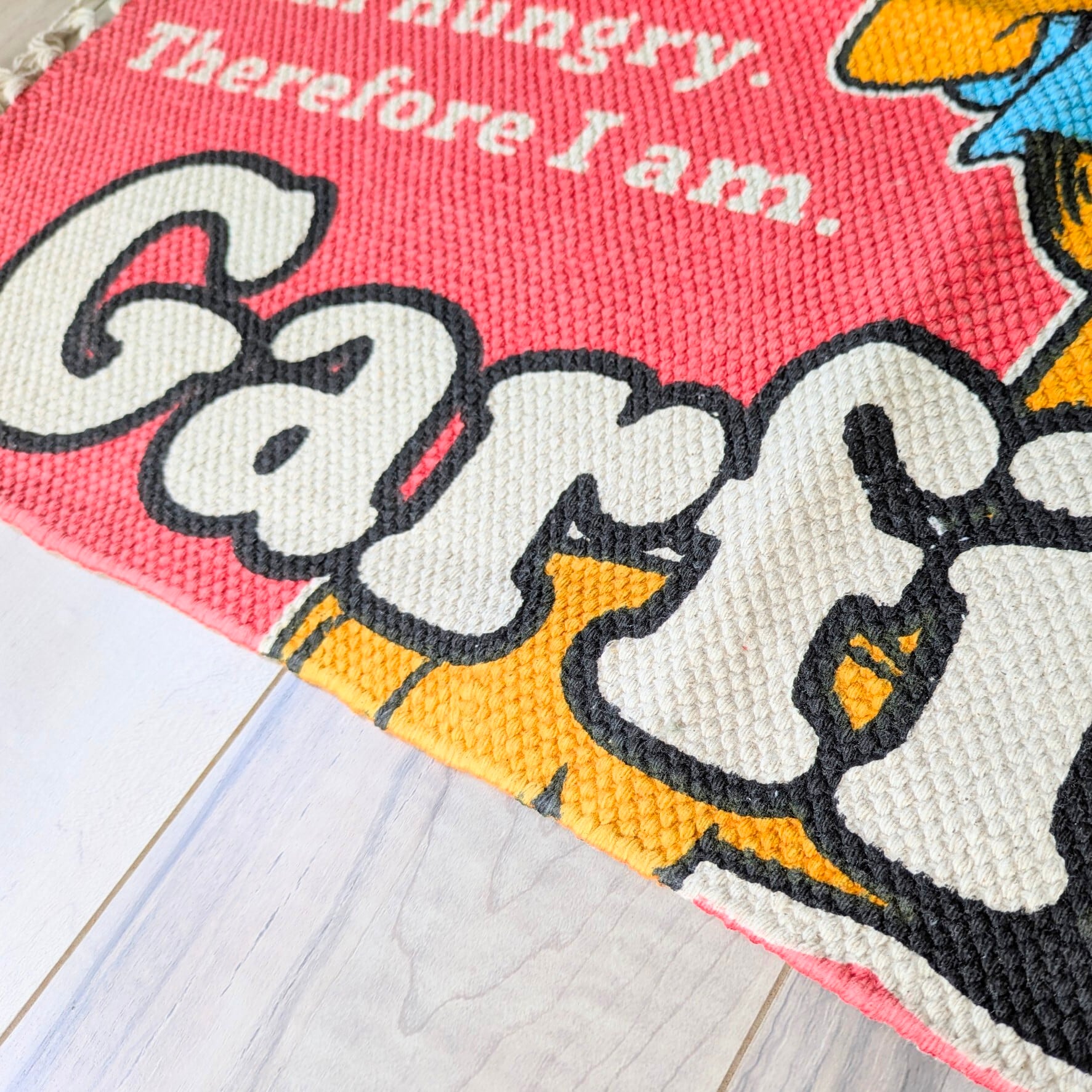 【 Garfield ( ガーフィールド ) 】『I am hungry Therefore I am.』COTTON MAT /  コットンマット/ Floor Mat / フロアマット〚アメリカン雑貨 アメトイ〛