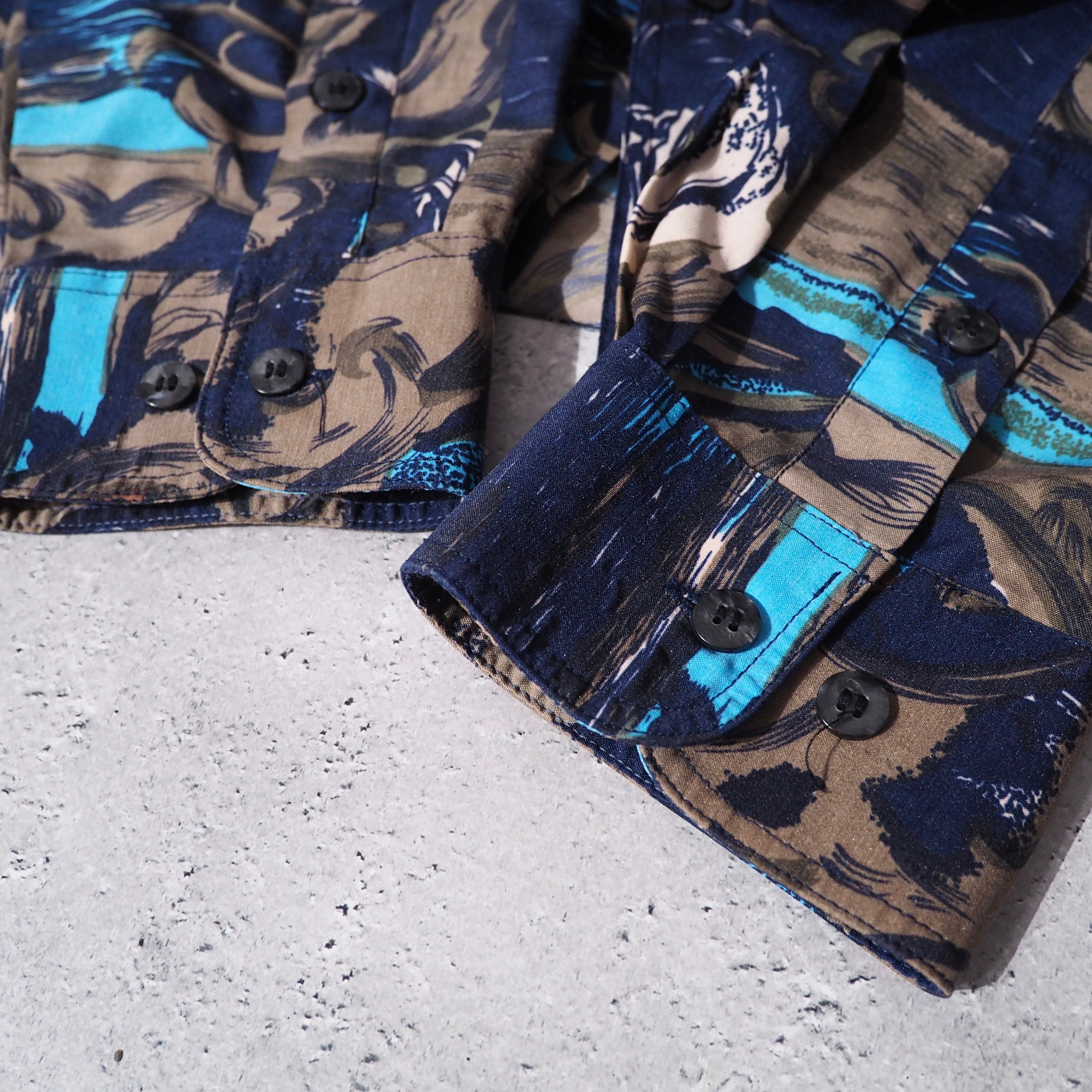 1980s Beautiful Modern Art All over Vintage loose shirt