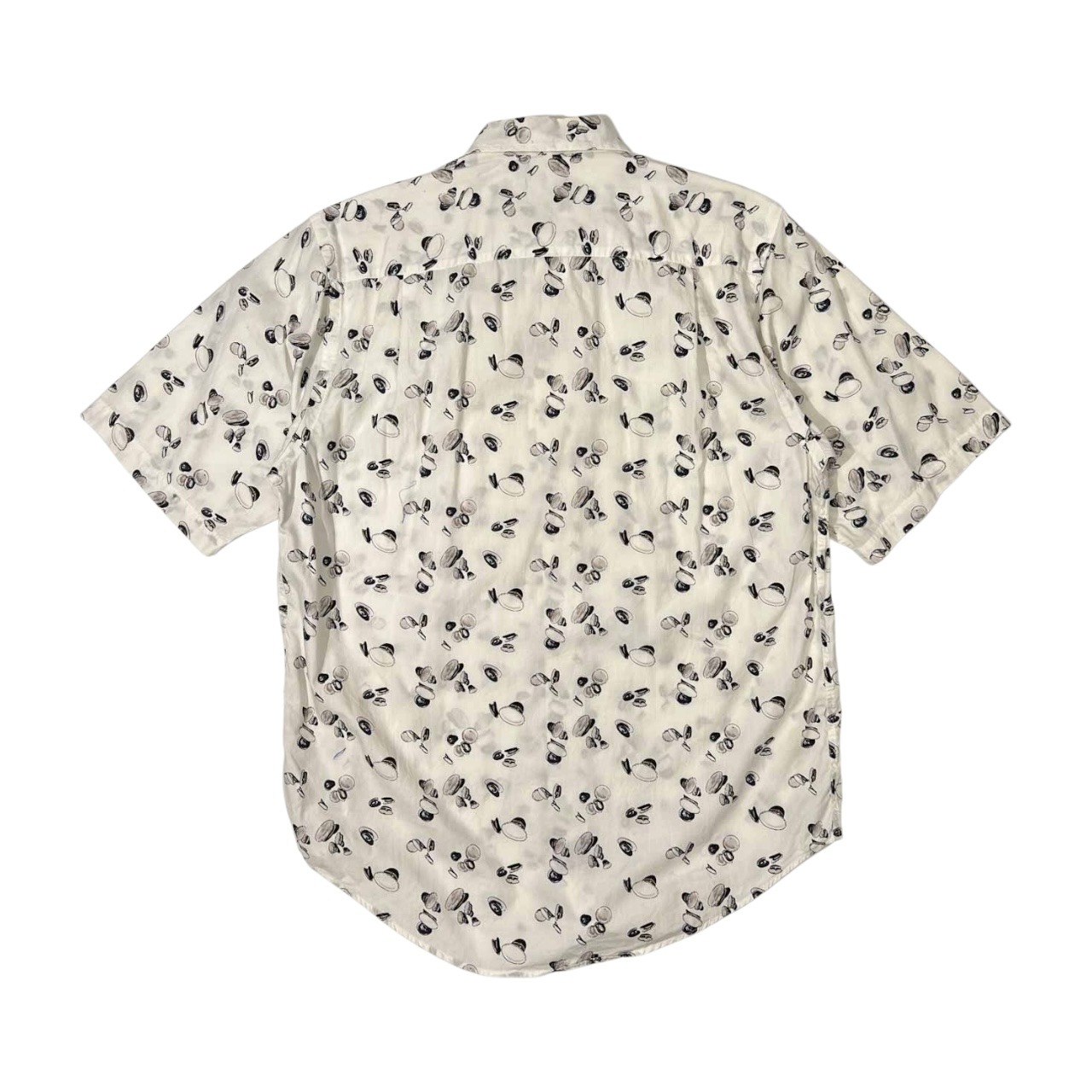 90s ビンテージ NAUTICA ノーティカ マリン帽 総柄 半袖シャツ L~XL程度 /メンズ/ホワイト