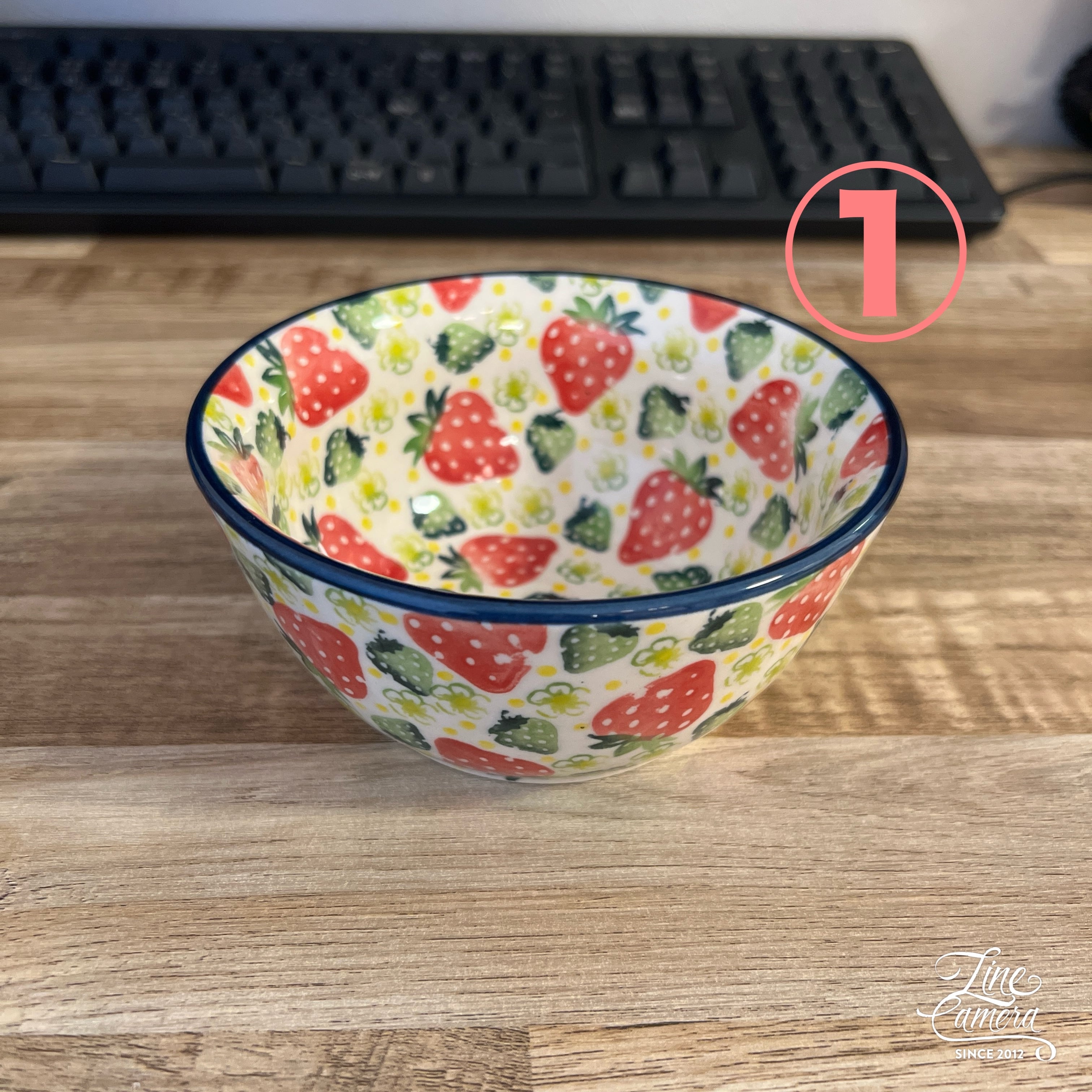 ポーリッシュポタリー 波縁ボウル 大 (イチゴ)