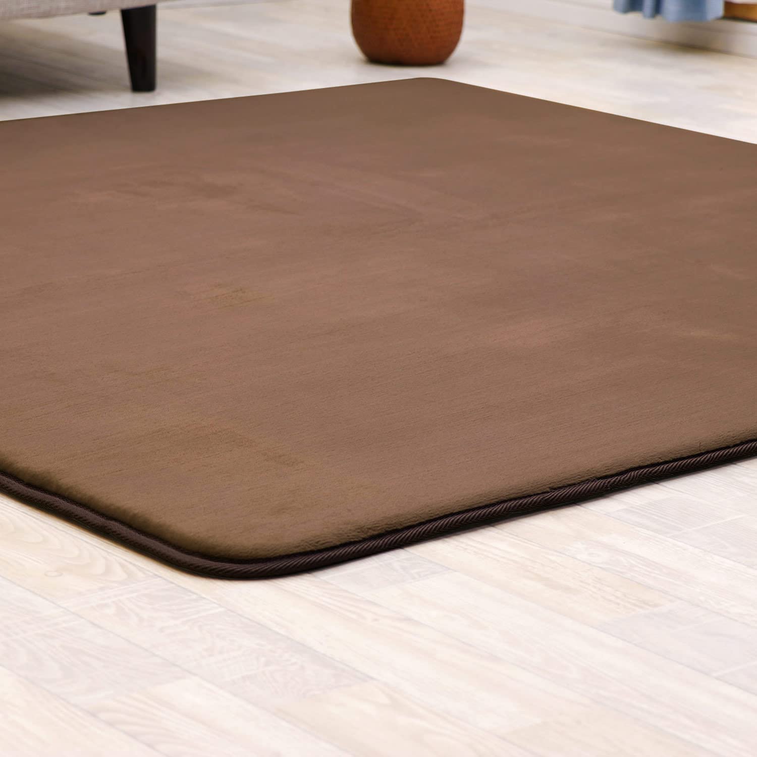 【新着特価】フリーリー ラグ カーペット 高反発ラグ 極厚25mm 140×200cm 抗菌・防ダニ加工 厚手 ラグマット オールシーズン 滑り止め付 マイクロファイバー サイズ (S無地・ブラウン)