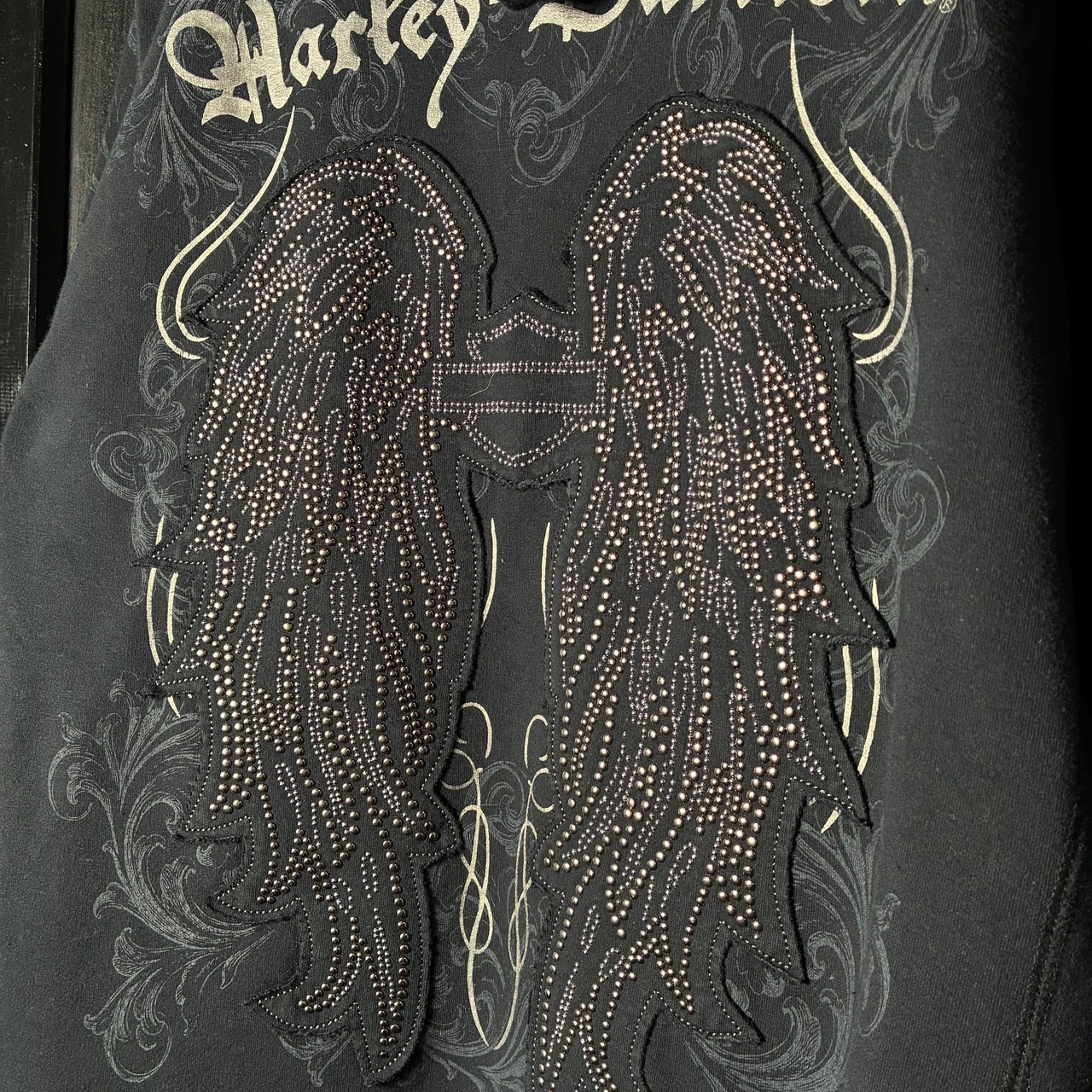 Y2K Harley-Davidson / ジップパーカー メタリック ラインストーン ウィング ハーレー