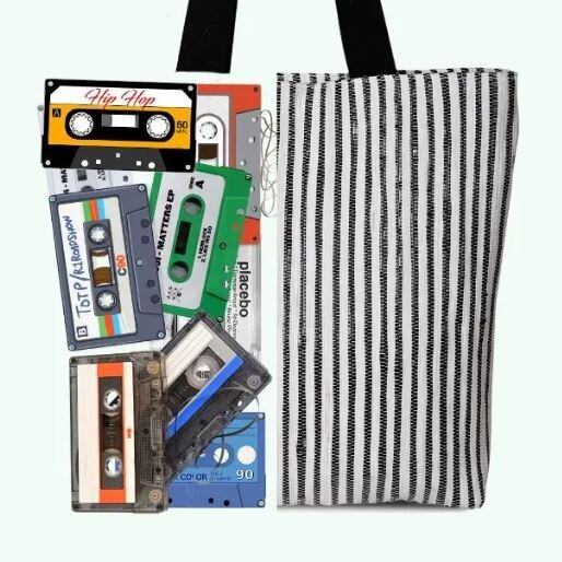 カセットテープから出来た トートバッグ ストライプ | アジアの手仕事