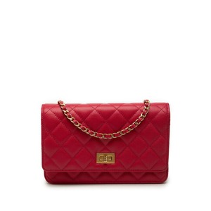 シャネル 2.55 ココマーク マトラッセ チェーンウォレット ショルダーバッグ レッド キャビアスキン レディース CHANEL 【中古】
