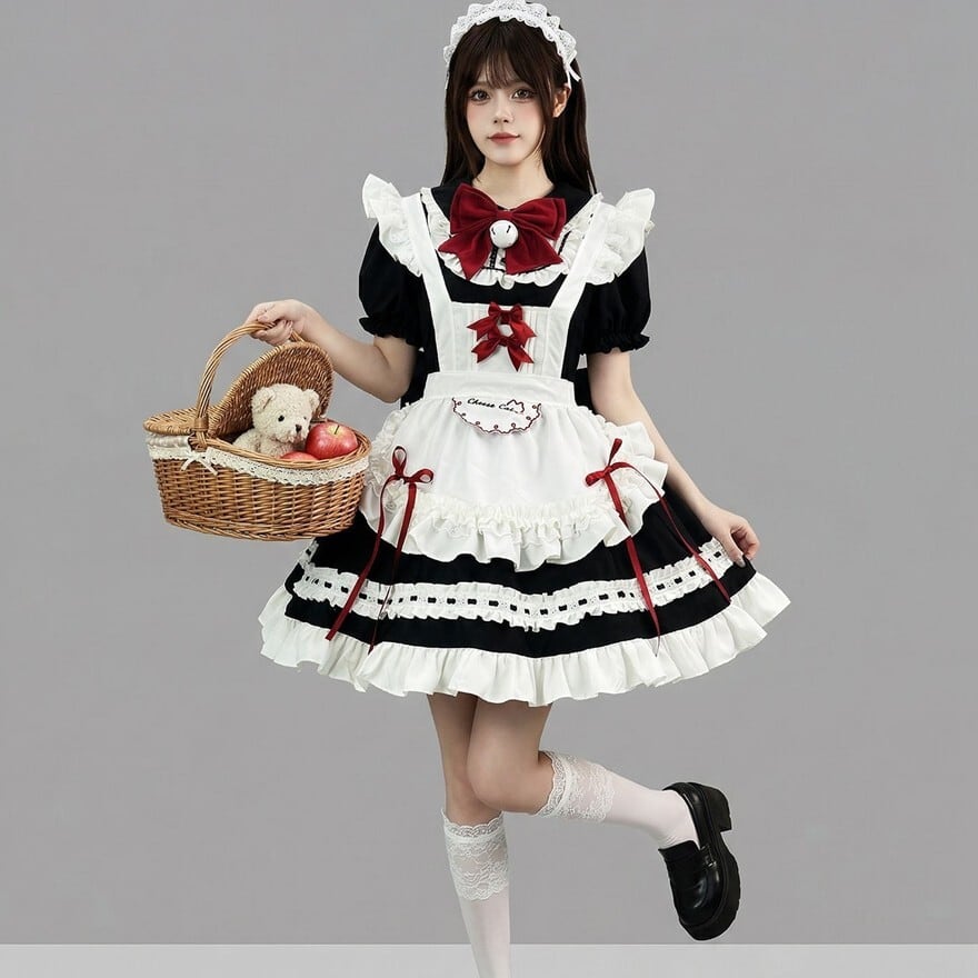 セーラー メイド服｜バックリボン付き フリル エプロンワンピ コン