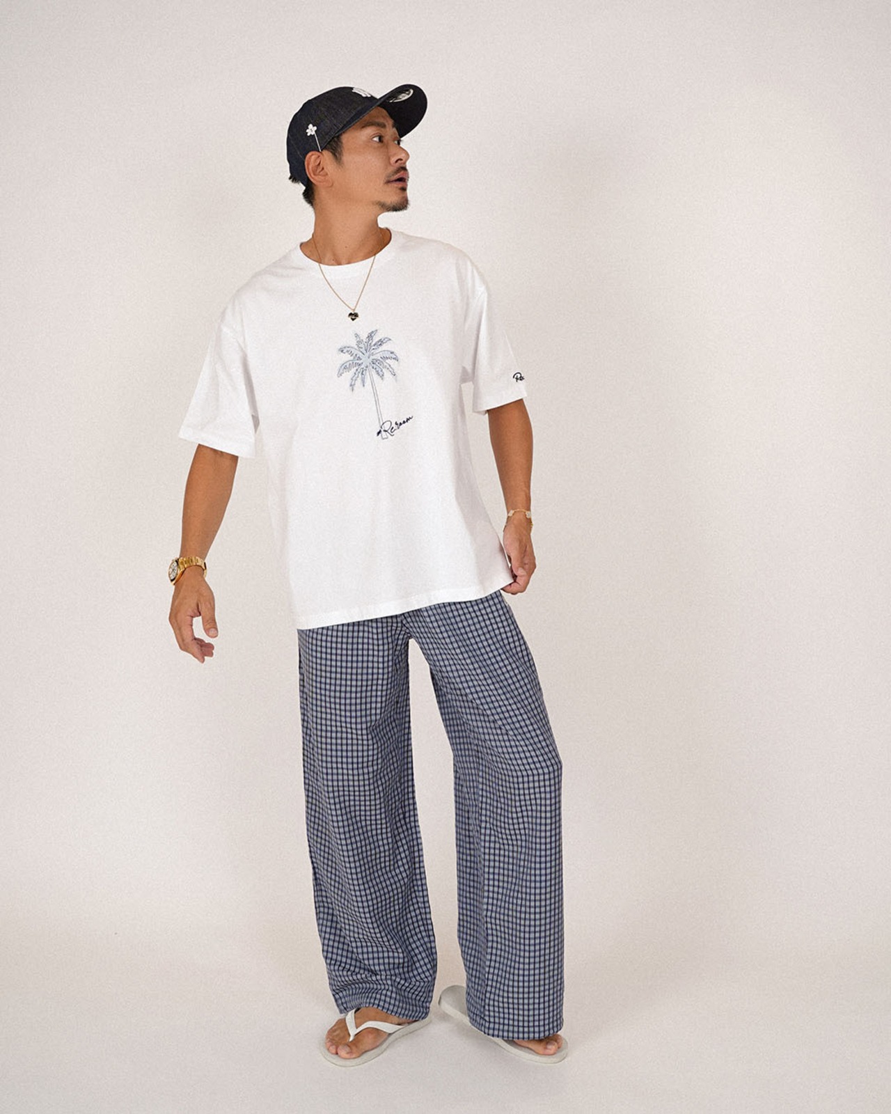 【#Re:room】PALM TREE EMBROIDERY T-SHIRT［REC920］