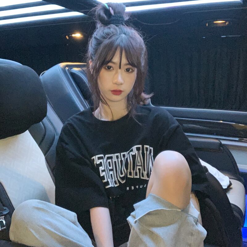 ブラックスタイルTシャツ サマーレッド ストリート かわいい 夏物 試着室48389393371