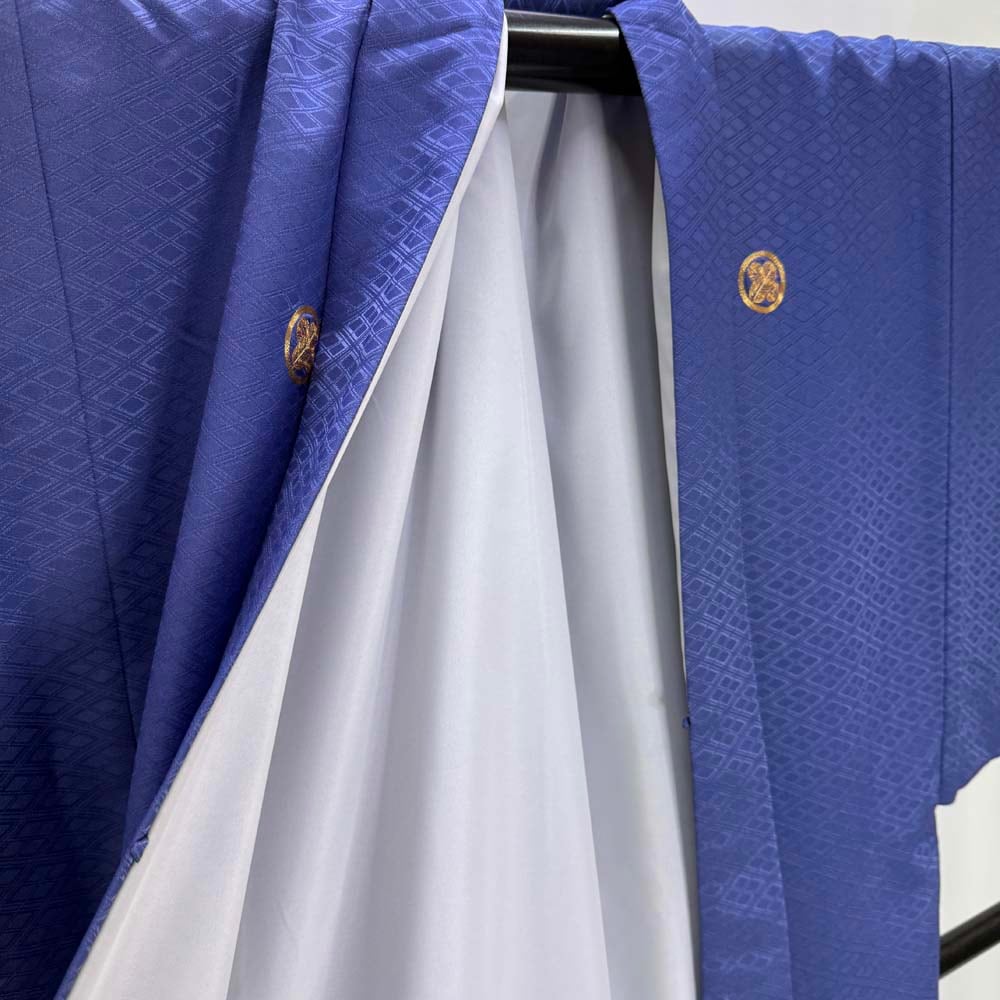 男紋付 男着物 紋付 ポリエステル 羽織 長着 裄77.2cm 3L size 紫