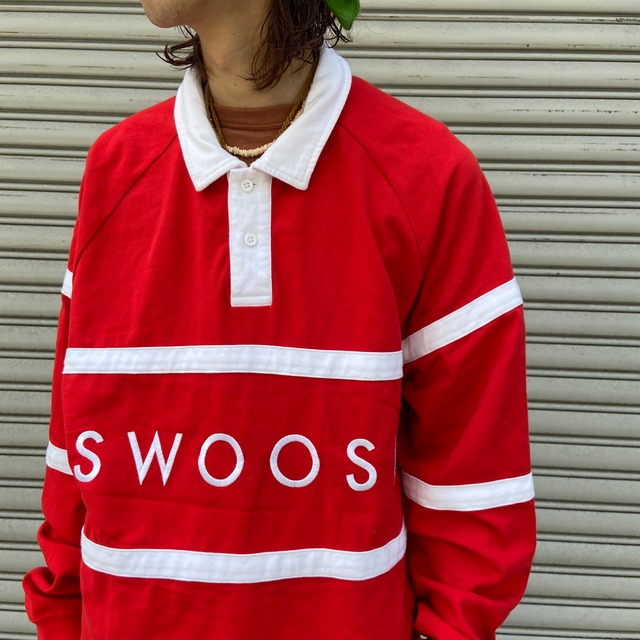 『送料無料』NIKE ナイキ　ラガーシャツ　ビッグロゴ　SWOOSH XL 赤　ストリート