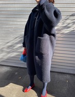 【25aw・再販開始!!】Girlish Boa Long Coat_Navyのみ
