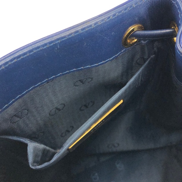 VALENTINO GARAVANI ヴァレンティノ ガラヴァーニ　メダルモチーフ　巾着　ショルダーバッグ　ブルー×ネイビー　vintage　ヴィンテージ　オールド　26ngvp