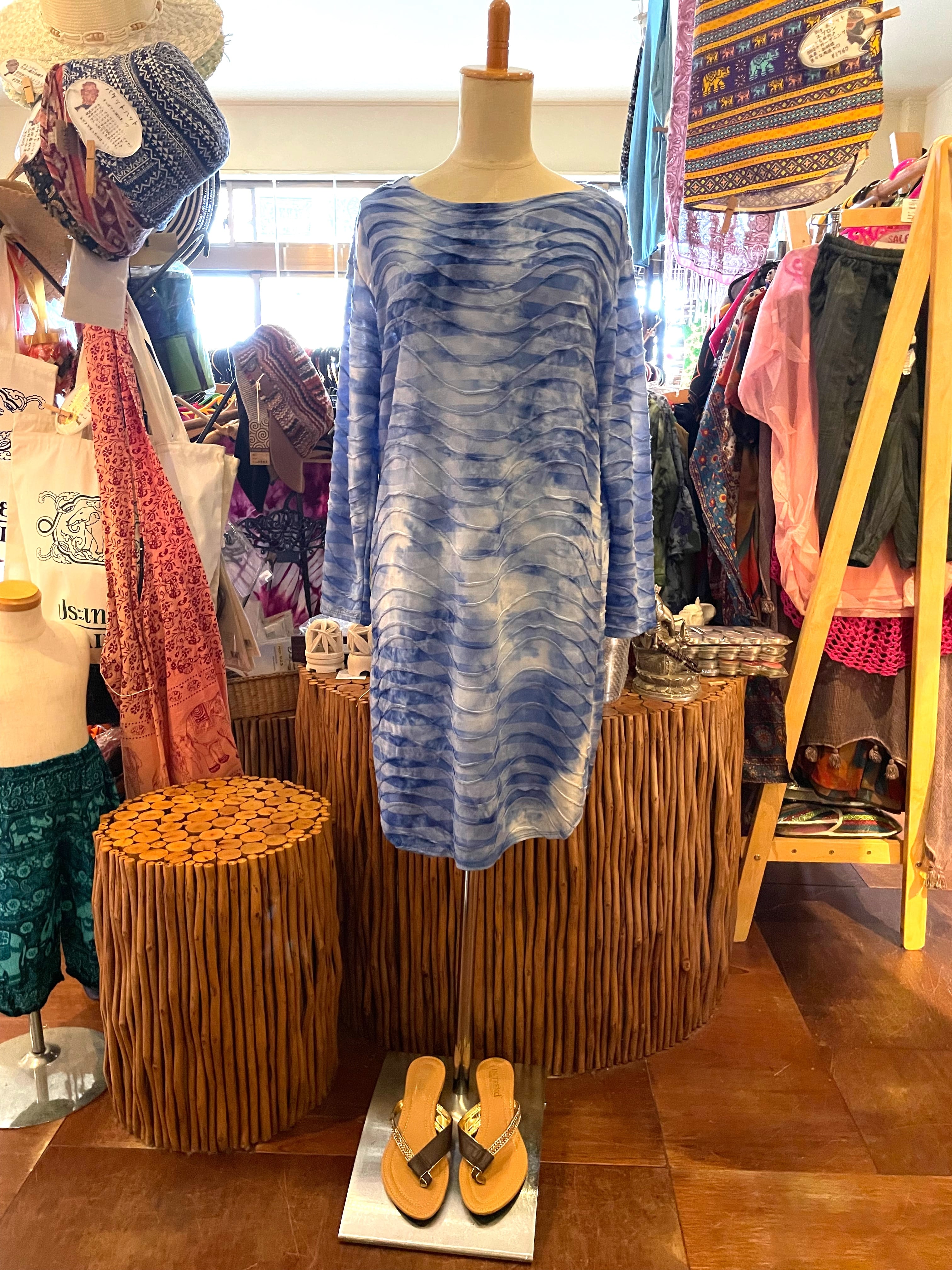 チュニックワンピース チュニック ワンピース 長袖 アジアンワンピース デザインチュニックワンピース 個性的ワンピース 長袖チュニックワンピース 春 夏 秋 冬 エスニック * アジアン雑貨No.234