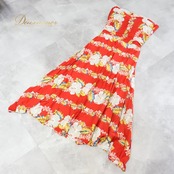 フラダンス 衣装 Kahiko サッシュドレス レッド系 ハイビスカス柄 花柄 タヒチアン ワンピース ドレス 赤 白 黄 青 華やか 薄い ハワイアン アロハ かわいい おしゃれ ダンス衣装 イベント ステージ イエロー系 ホワイト系 ピンク系 ブルー系