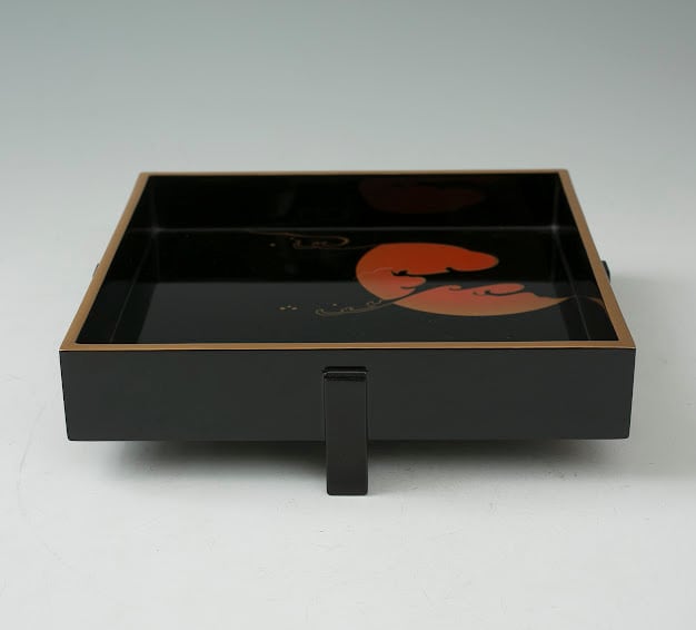 輪島塗 日の出波蒔絵 盛器 菓子器 蒔絵師 光峯 塗師 哲舟 日乃出 漆器