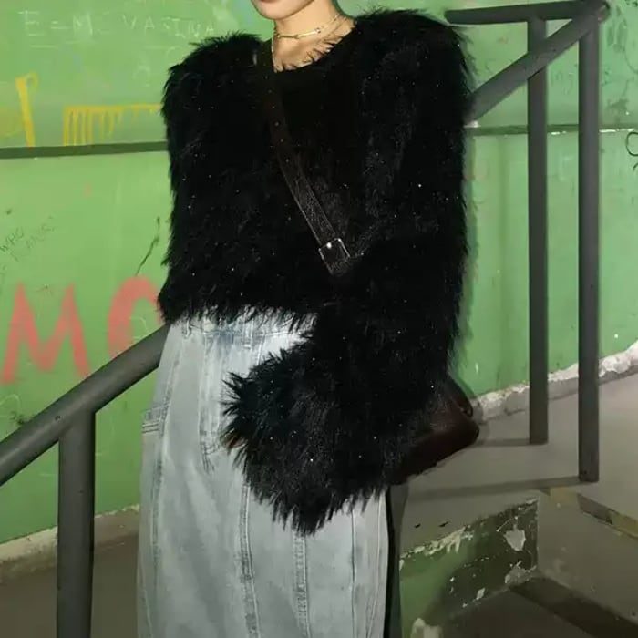 クロップドフェイクファートップスセーター【S-М】 | Stellaoggi