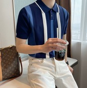 【BB83】Stripe Half Shirt