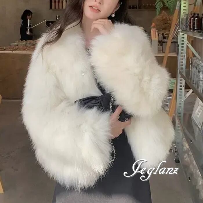 7色 ファー エコファ ジャケット ブルゾン アウター ファンシー (MB536)φ