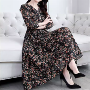 【送料無料】 ワンピース 2色 ロング ミモレ 袖あり 長袖 Vネック Aライン フレア 薄手生地 エレガント 可愛い 大人可愛い きれいめ シンプル カジュアル シック コンサバ 華やか 大人 上品 おしゃれ お洒落 レトロ こなれ感 高見え 高級感 フェミニン 花柄 小花柄 春 20代 30代 40代 レディース 女性 デート お出かけ 女子会 お呼ばれ 休日 お茶会 授業参観 着回し オルチャン 韓国系 ファッション 体型カバー 定番 プチプラ 着痩せ インスタ映え