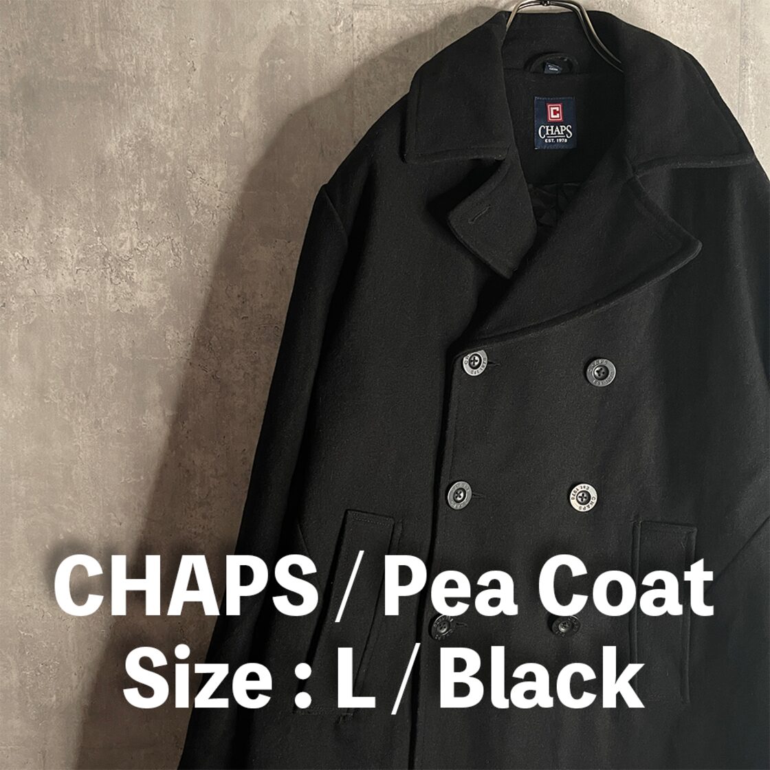 CHAPS 黒 いそがしく XXL ピーコート