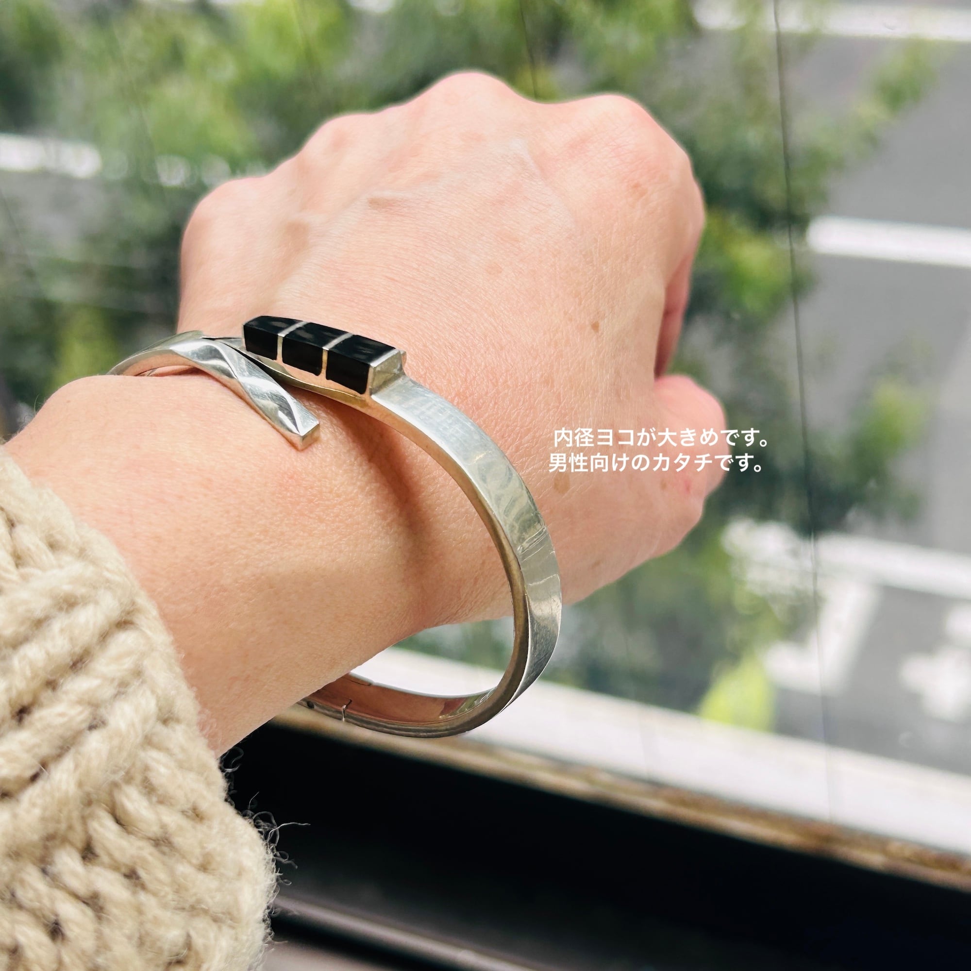 Mexico シルバー925 オニキス開閉バングル | Milo Antiques & Vintage