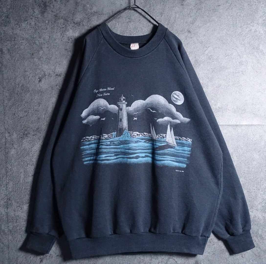 Charcoal coast landscape design print sweat